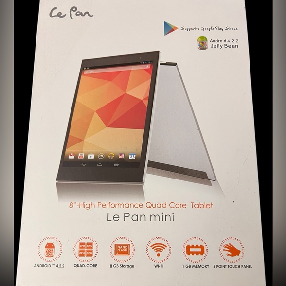 Le Pan Mini II 8GB tablet High Perf. Wi-F Silver Complete Bundle Quad Core NWT - Picture 7 of 7